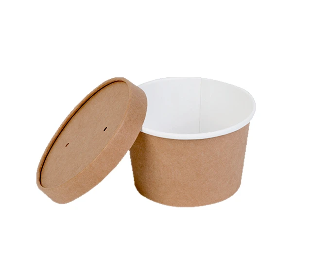 Контейнер круглый картонный "OSQ ROUND BOWL 300" коричневый крафт 