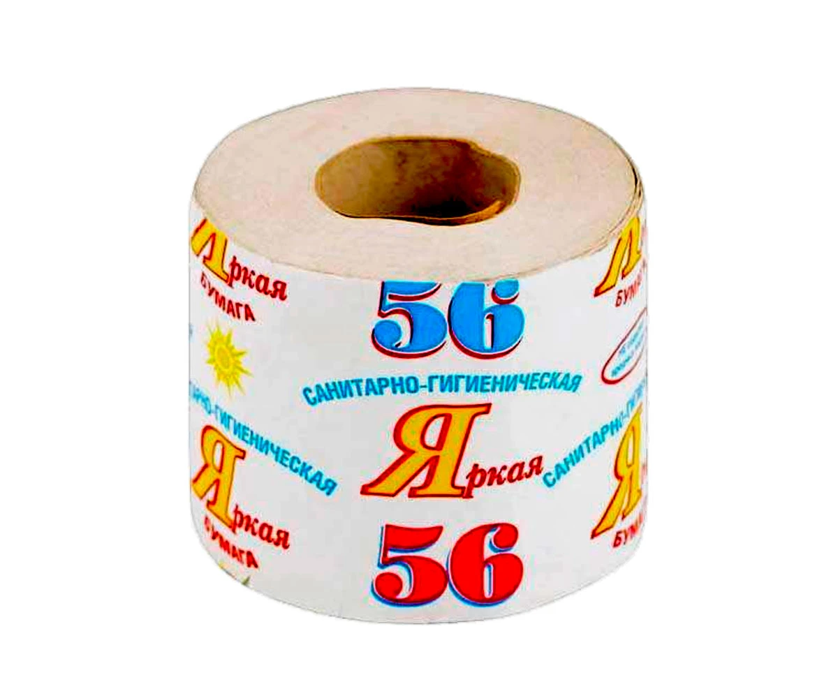 Туалетная бумага "Яркая №56" на втулке однослойная 