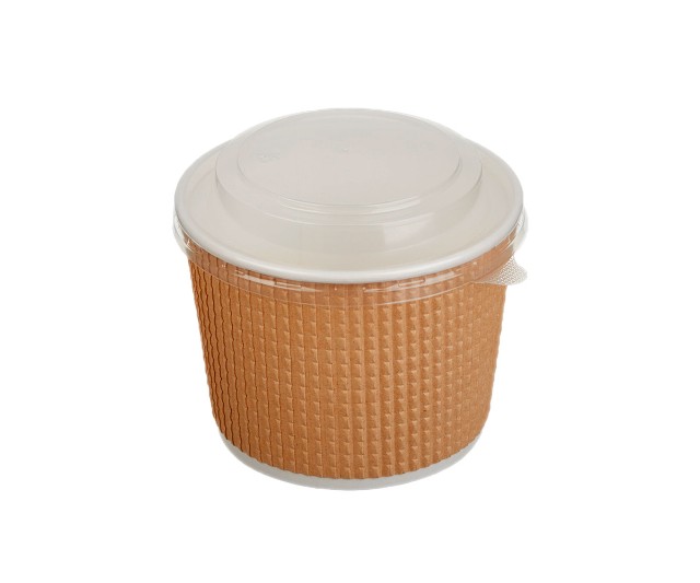 Контейнер бумажный 520мл крафт гофрированный