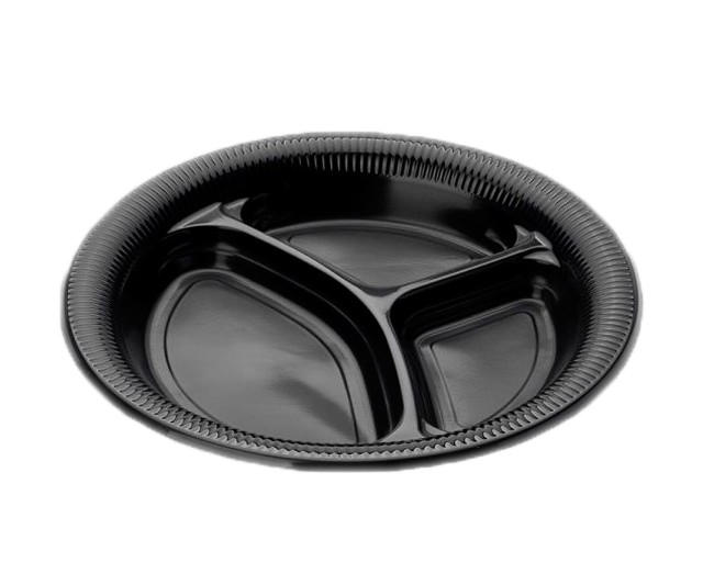 Тарелка 3-хсекционная черная