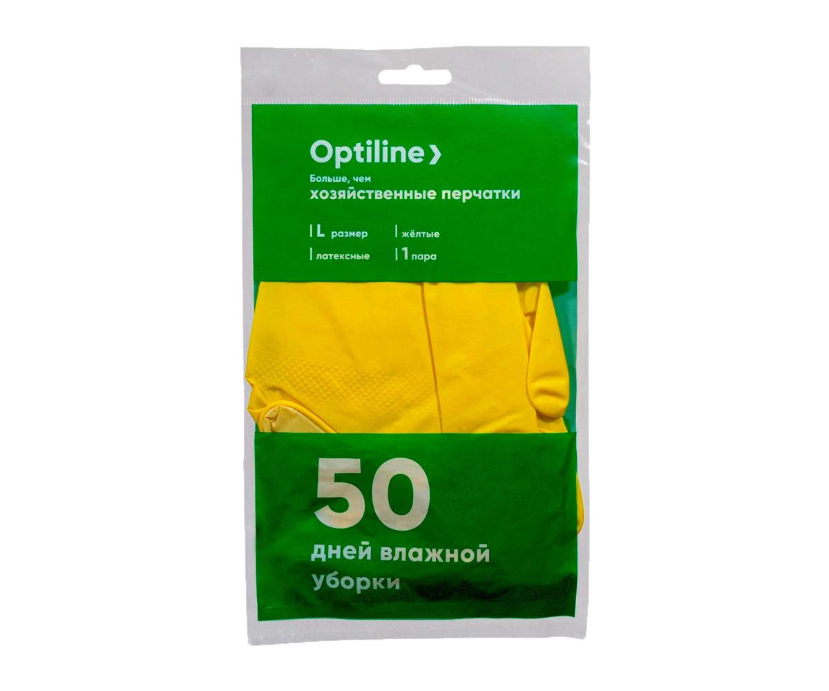 Перчатки резиновые хозяйственные "Optiline" без напыления 