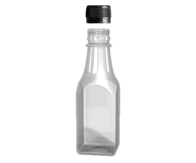 ПЭТ бутылка "Квадратная" 200мл прозрачная с крышкой (Сиб-Пресс)