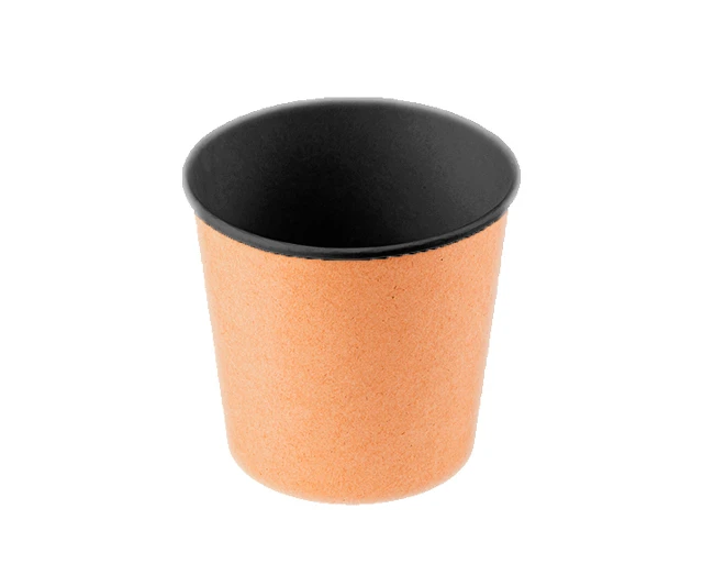 Контейнер круглый картонный "OSQ ROUND BOWL 500 BLACK WOOD" коричневый/чёрный крафт без крышки 