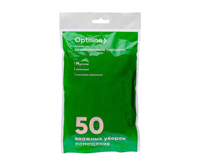 Перчатки резиновые "Optiline Премиум" флокированные 