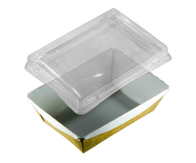 Контейнер-cалатник бумажный "Crystal Box" 400мл с прозрачной крышкой, крафт 