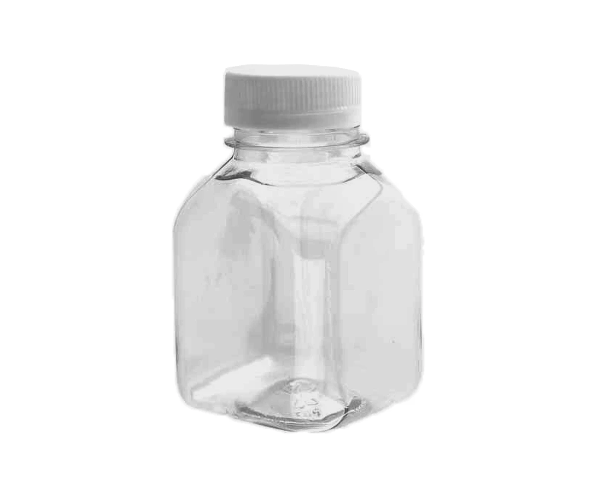ПЭТ бутылка "Квадратная" 200мл прозрачная с белой крышкой диам.38мм 