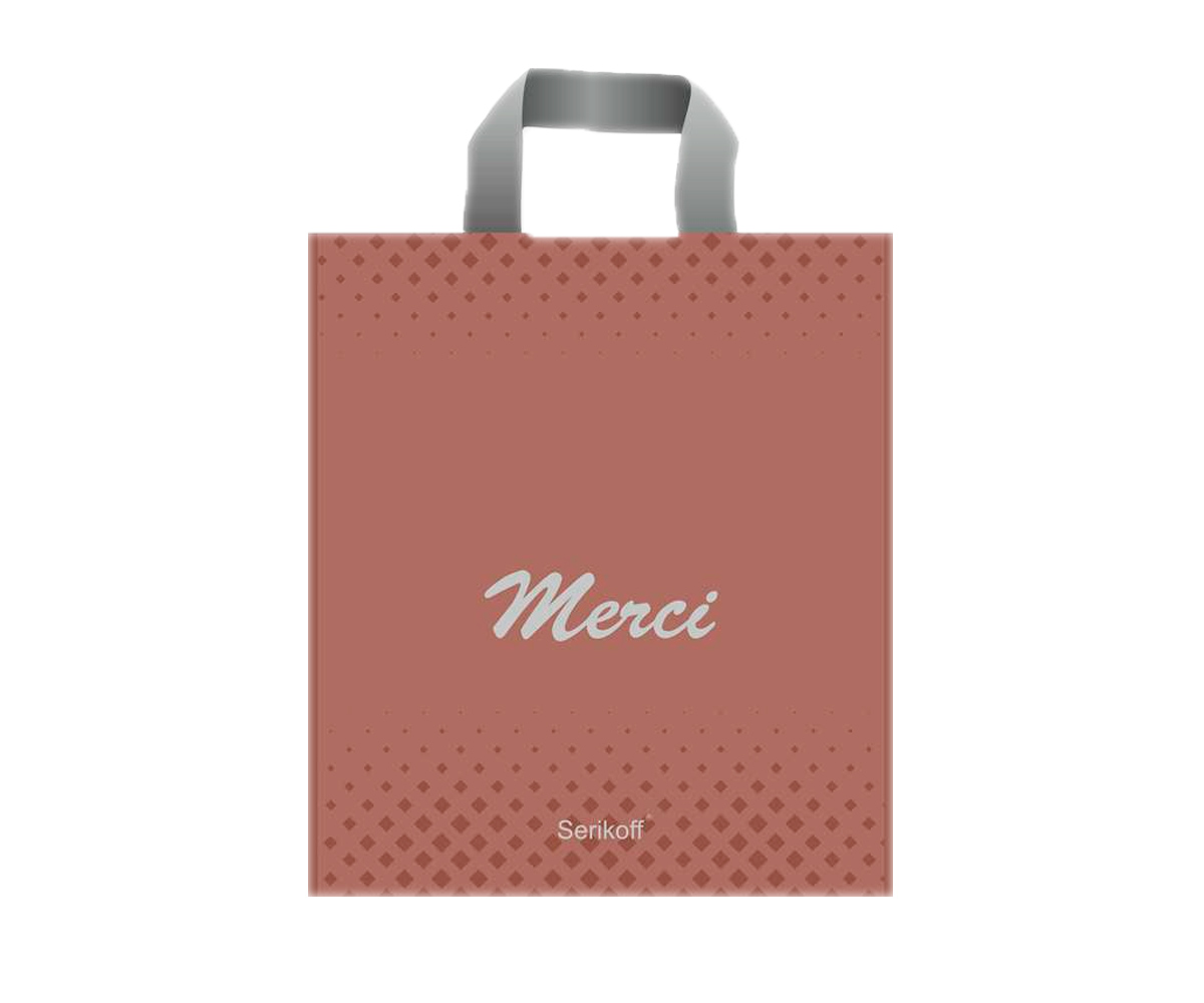 Пакет ПВД "Merci" 30х34см с петлевыми ручками розовый Serikoff 