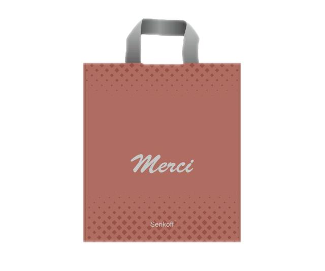 Пакет ПВД "Merci" 30х34см с петлевыми ручками розовый Serikoff (Magicpack)
