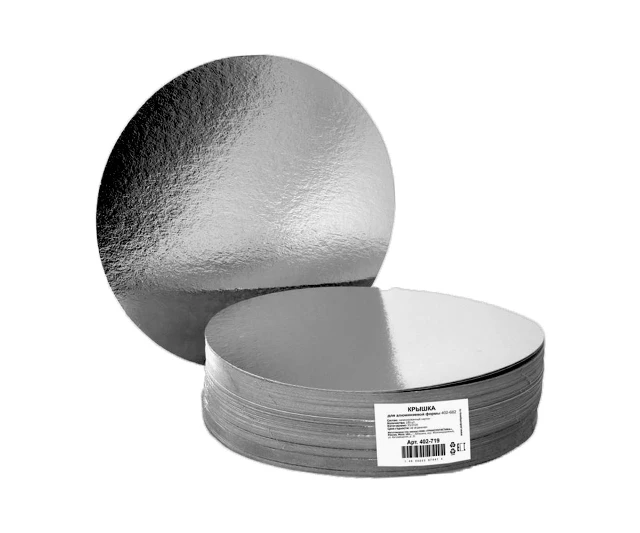 Крышка из металлизированного картона круглая для алюм.формы обьема 1405мл