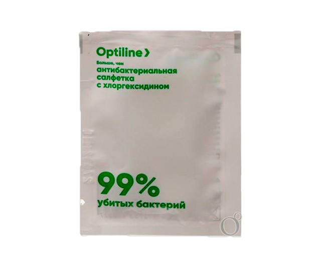 Салфетка влажная в индивидуальной упаковке "Антибактериальная" (Optiline)