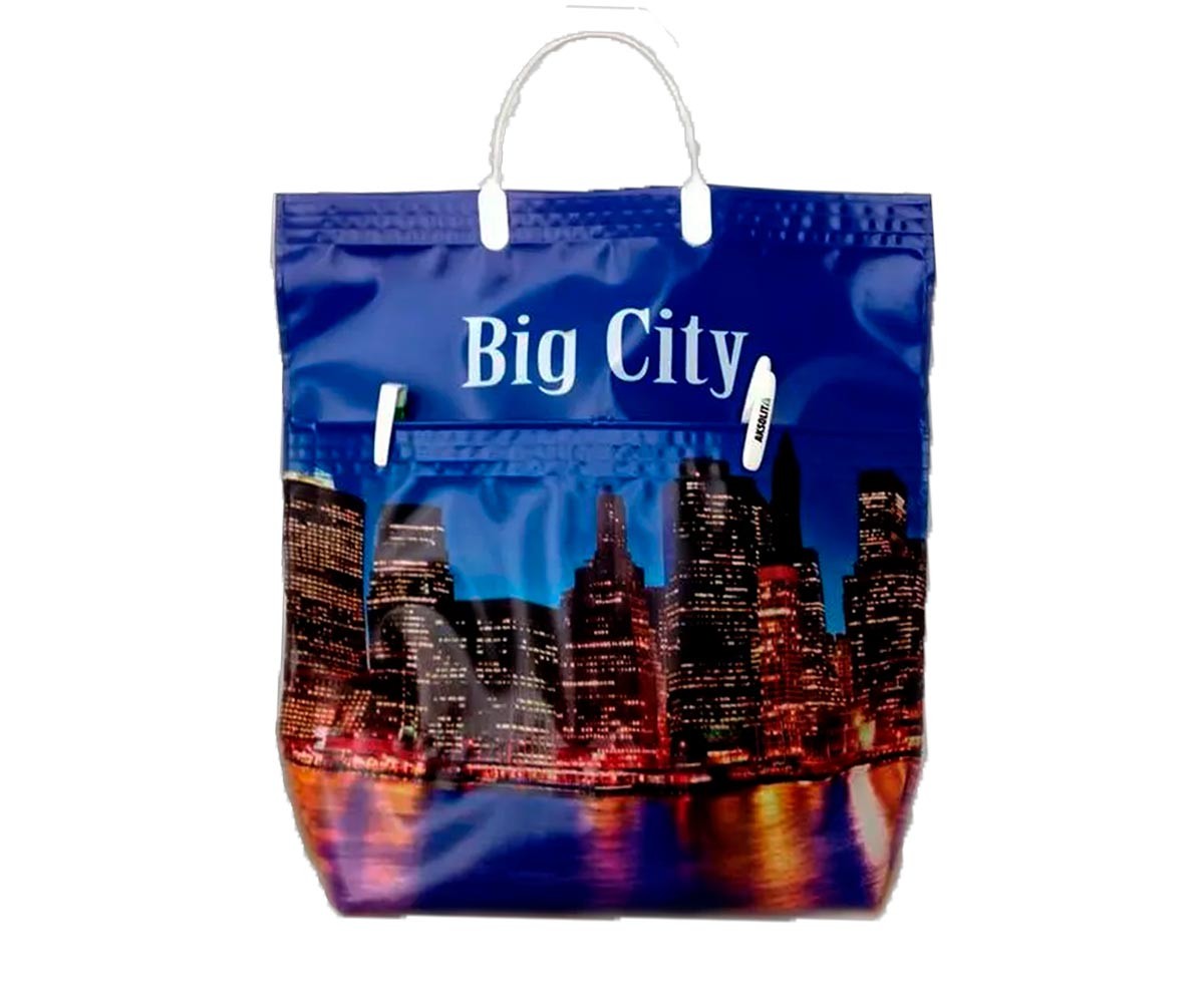 Пакет "Big city" СЛПР 37х37+10см с кармашком и пластиковыми ручками 