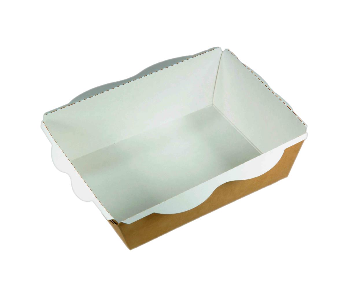 Контейнер-салатник бумажный 600мл с прозрачной крышкой, белый/крафт