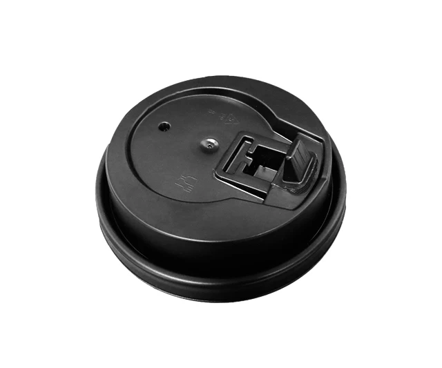 Крышка пластиковая для бумажного стакана диам.90мм с питейником черная