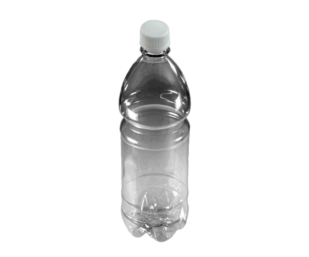 ПЭТ бутылка 1,0л прозрачная с крышкой