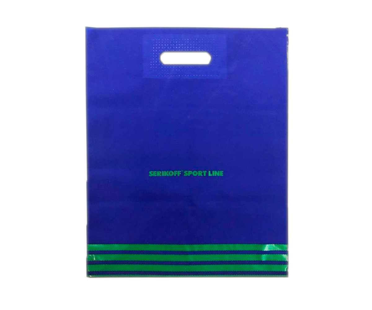 Пакет ПСД "Спорт лайн Serikoff" 40х47см синий+зеленый с пробивными ручками 