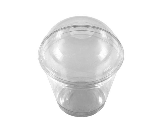 Креманка 270мл прозрачная с куполообразной крышкой с отверстием