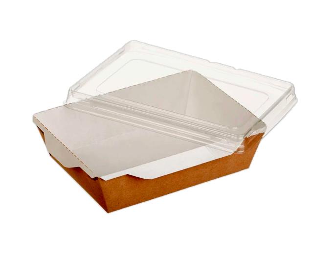 Контейнер-салатник бумажный 'Сrystal Box' 500мл с прозрачной купольной крышкой