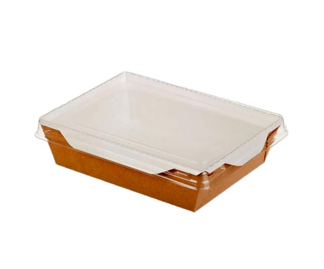 Контейнер-салатник бумажный "Сrystal Box" 500мл с прозрачной купольной крышкой 