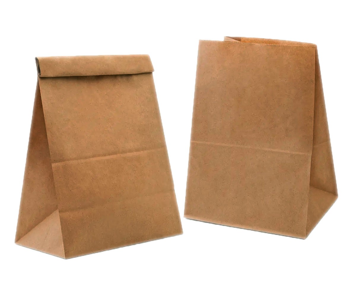 Крафт-пакет бумажный "на вынос" 26х15х34см с прямоугольным дном коричневый 