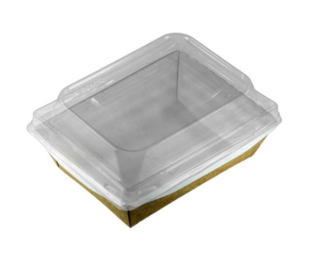 Контейнер-cалатник бумажный "Crystal Box" 500мл с купольной крышкой, крафт 