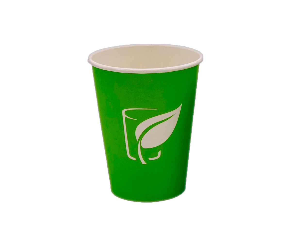 Стакан бумажный "Зеленый Logo" 350мл для горячих напитков зеленый 