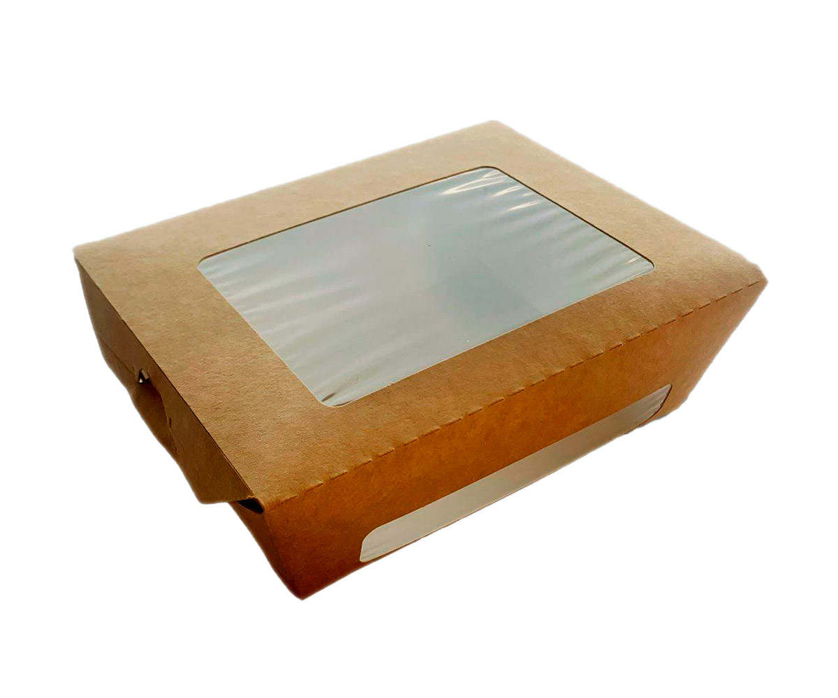 Упаковка "Оригамо" 600мл с прозрачным окном крафт 