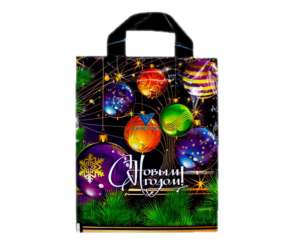 Пакет ПВД "Шары цветные" 25х30см с петлевыми ручками НГ 