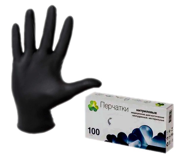 Перчатки нитриловые "Klever" черные (Оптиком)
