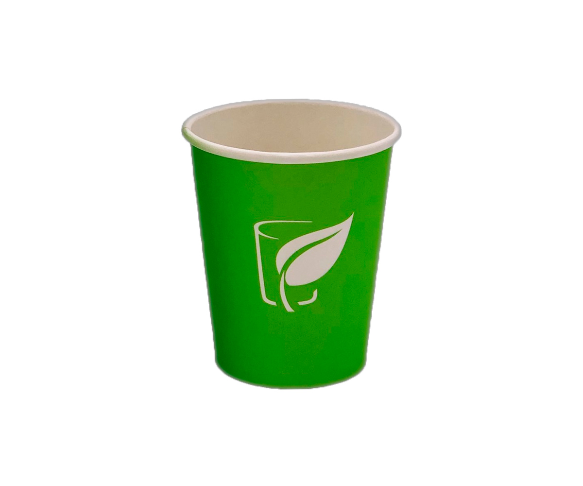 Стакан бумажный "Зеленый Logo" 250мл для горячих напитков зеленый 