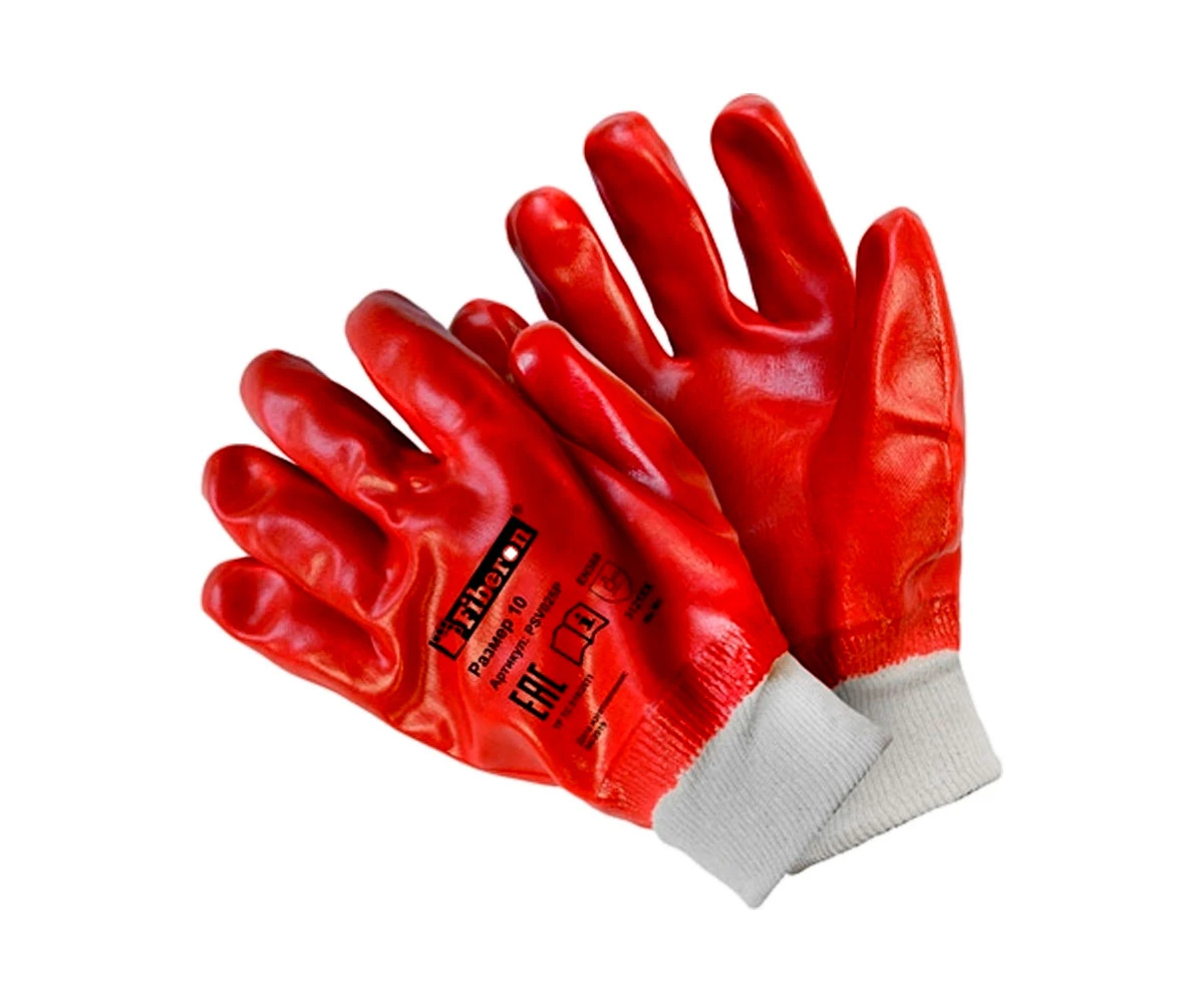 Перчатки полиэстеровые "Fiberon" с хлопком и полным обливом из ПВХ 