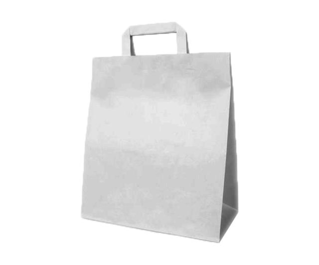 Пакет-сумка 28+15х35cм с плоскими ручками белый (Оптиком)