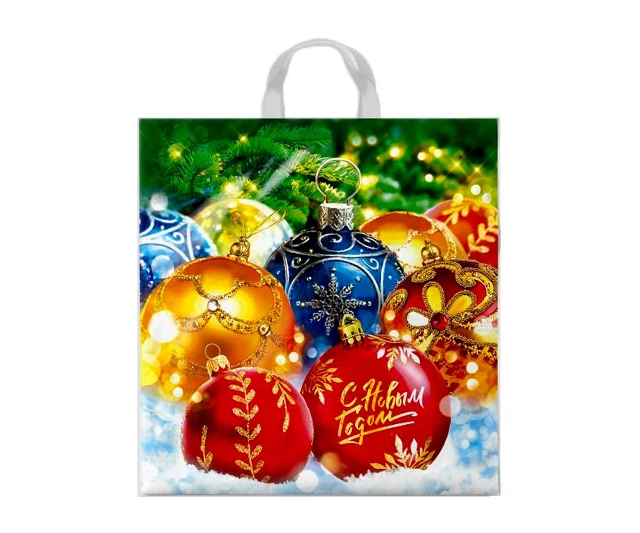 Пакеты ПВД "Ёлкины подарки, Здравствуй Ёлка Интерпак" 40х42+6см с петлевыми ручками НГ 