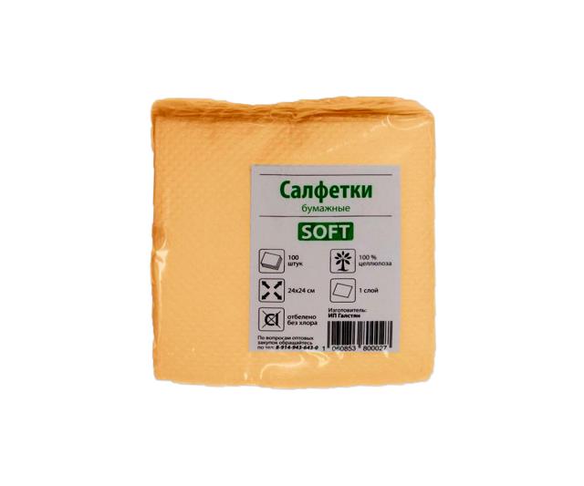 Салфетки бумажные "Софт" 24х24см цветные 