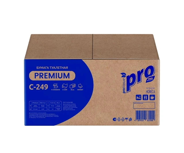 Туалетная бумага "PROtissue Premium" листовая белая 2-слойная V-сложения