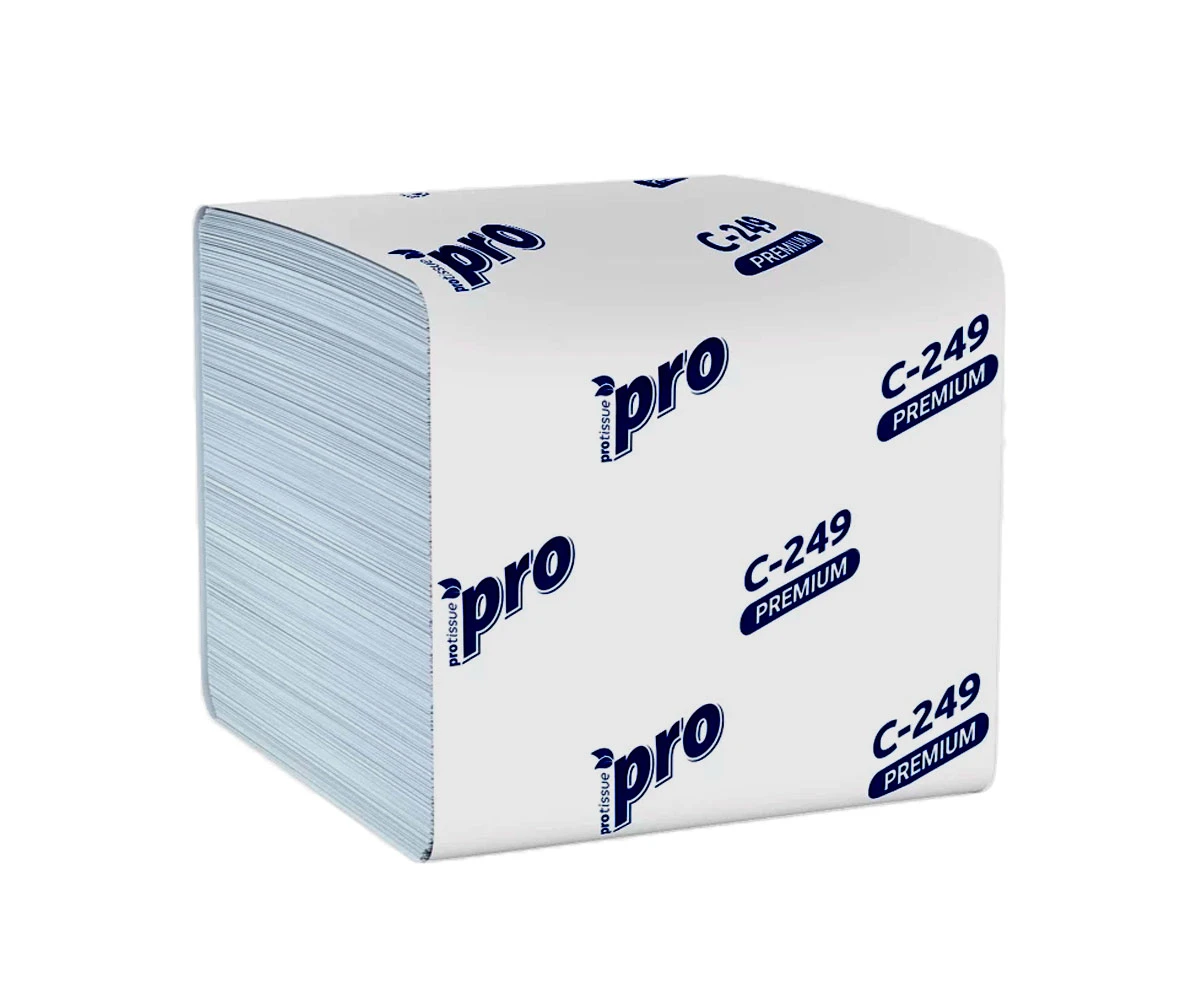 Туалетная бумага "PROtissue Premium" листовая белая 2-слойная V-сложения